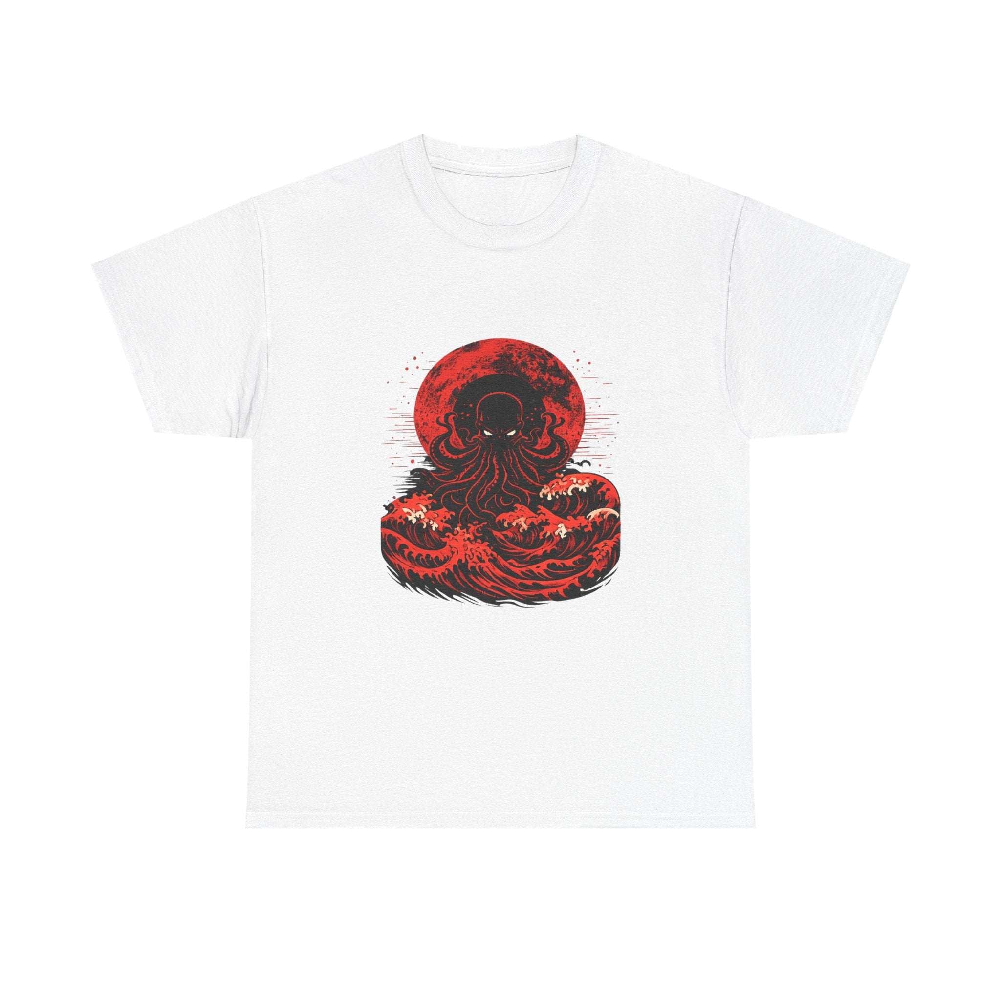 Lovecraftian Tentacle Tee — Red Moon Cosmic Horror Shirt