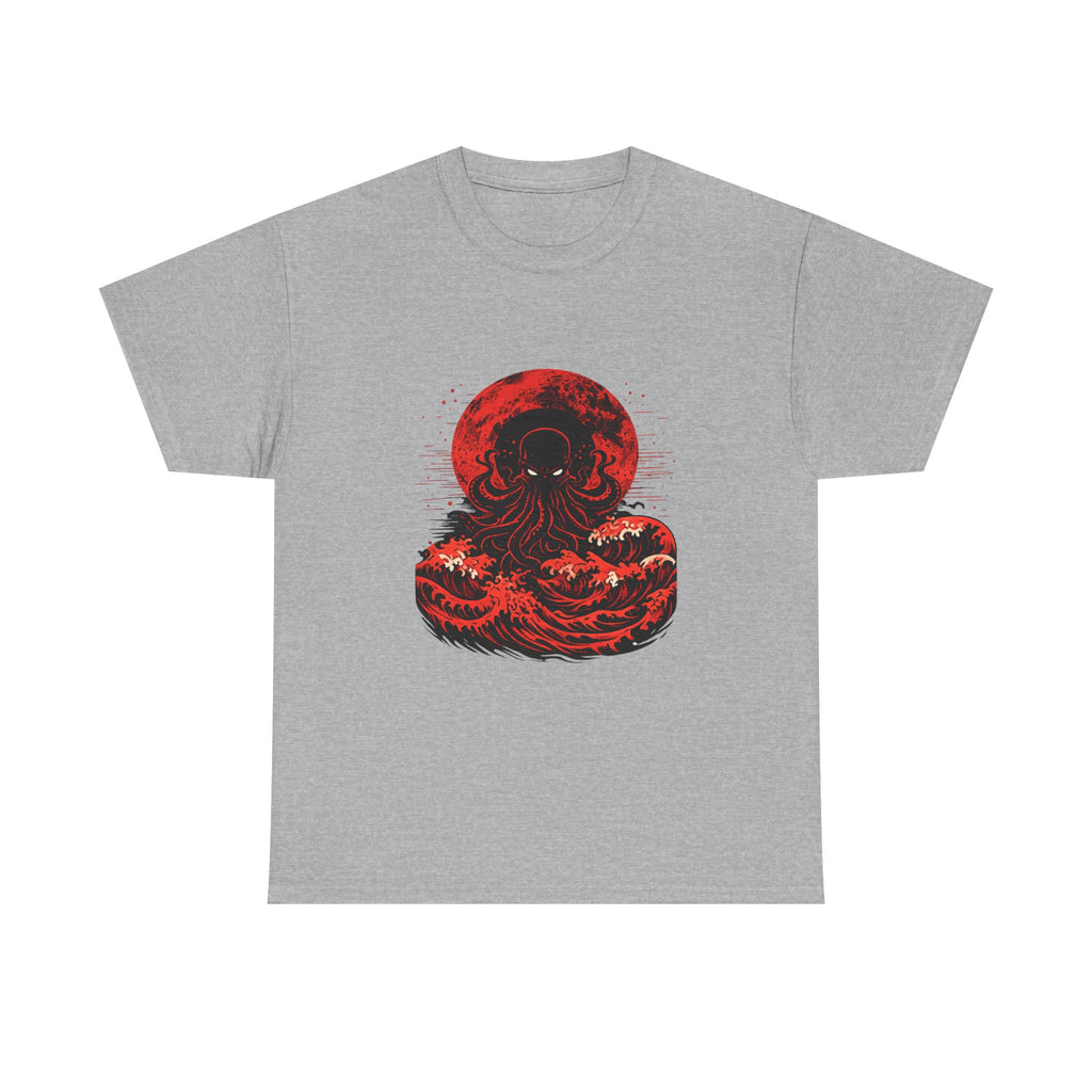 Lovecraftian Tentacle Tee — Red Moon Cosmic Horror Shirt