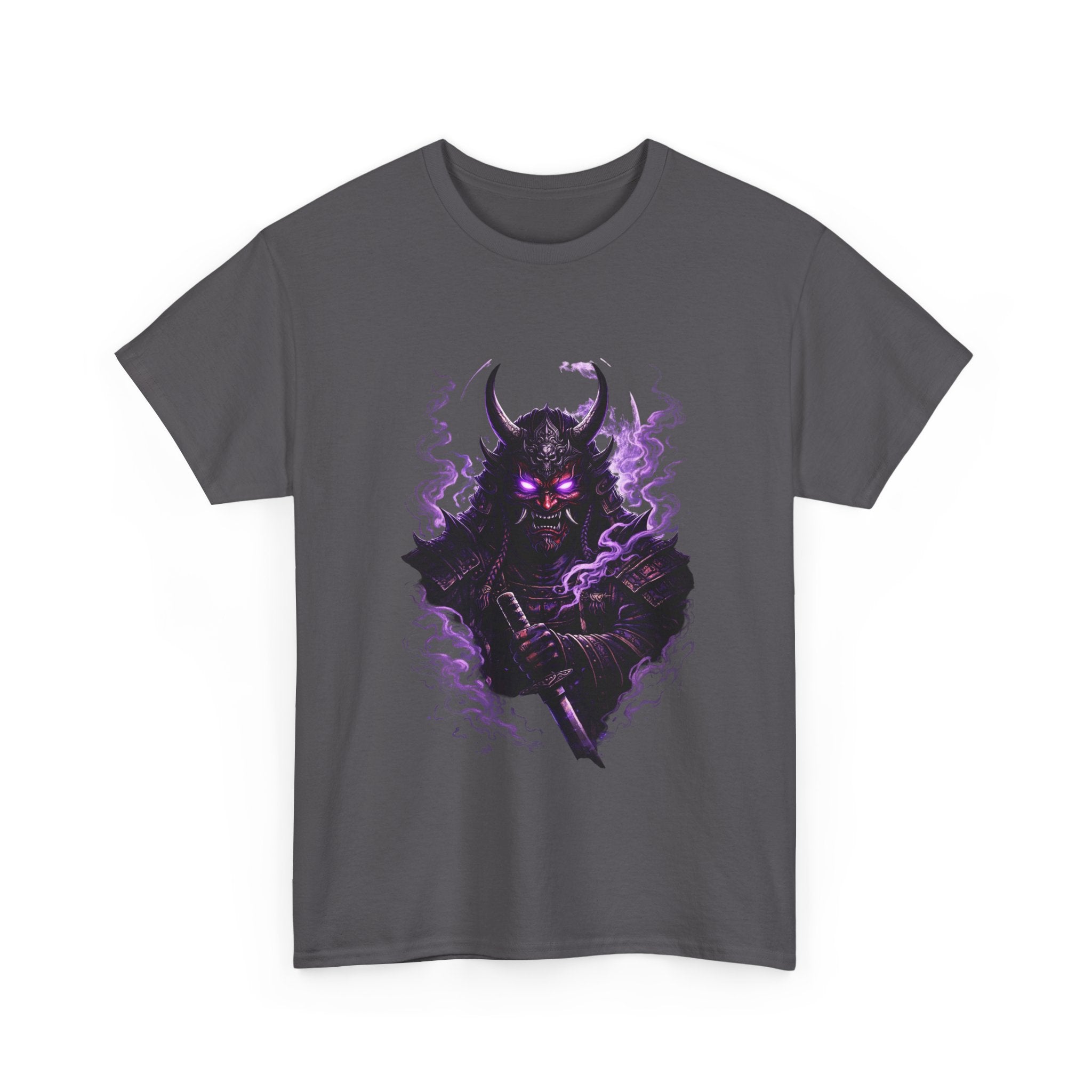 Camiseta Samurai Oni Demoníaco — Guerrero Demonio con Máscara y Luna Violeta