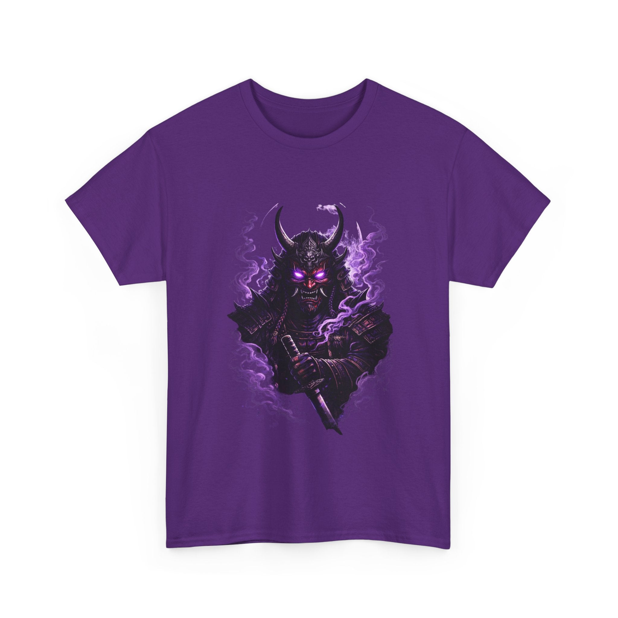 Camiseta Samurai Oni Demoníaco — Guerrero Demonio con Máscara y Luna Violeta