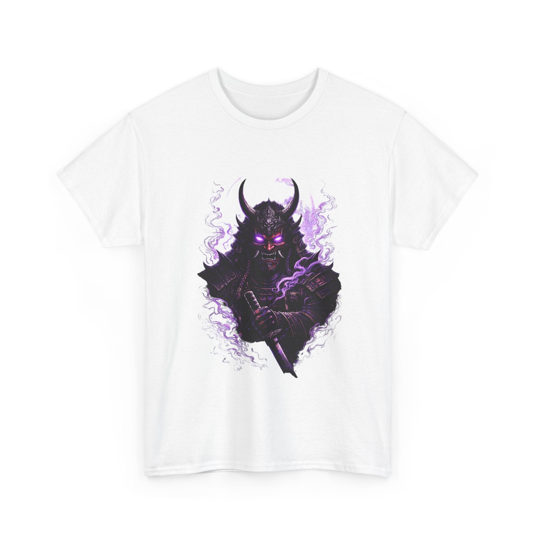 Camiseta Samurai Oni Demoníaco — Guerrero Demonio con Máscara y Luna Violeta