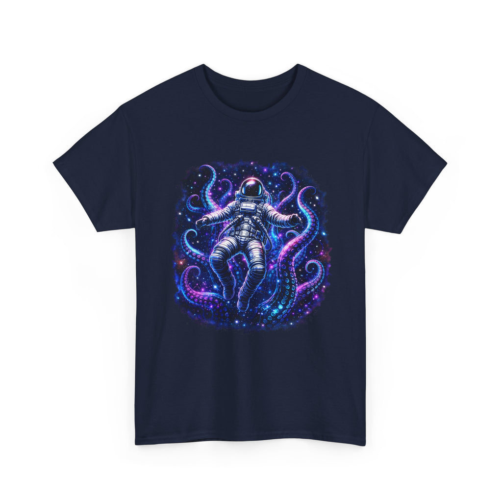 Astronaut & Purple Octopus Cosmic Tee — Surreal Space-Marine Graphic T-Shirt