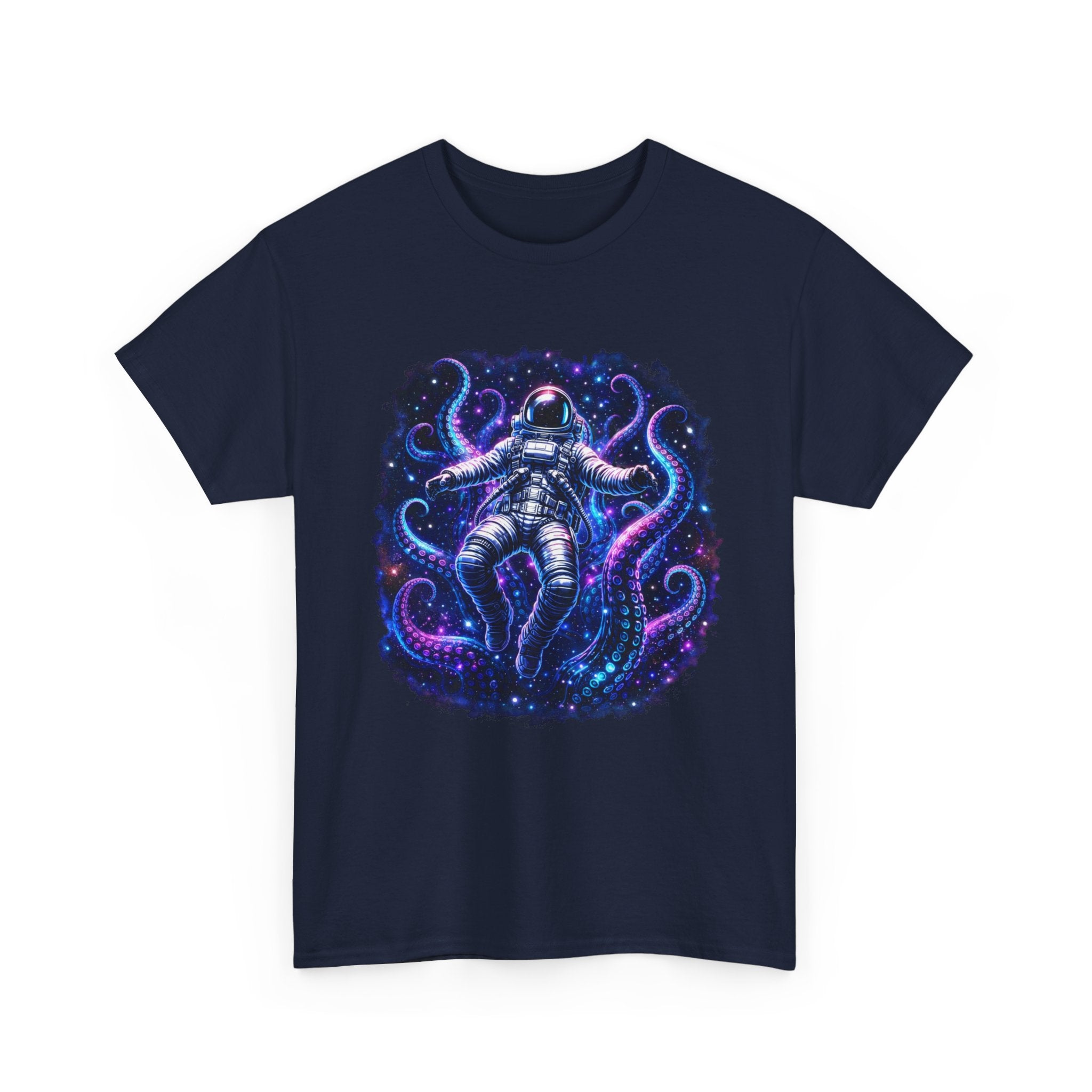 Astronaut & Purple Octopus Cosmic Tee — Surreal Space-Marine Graphic T-Shirt