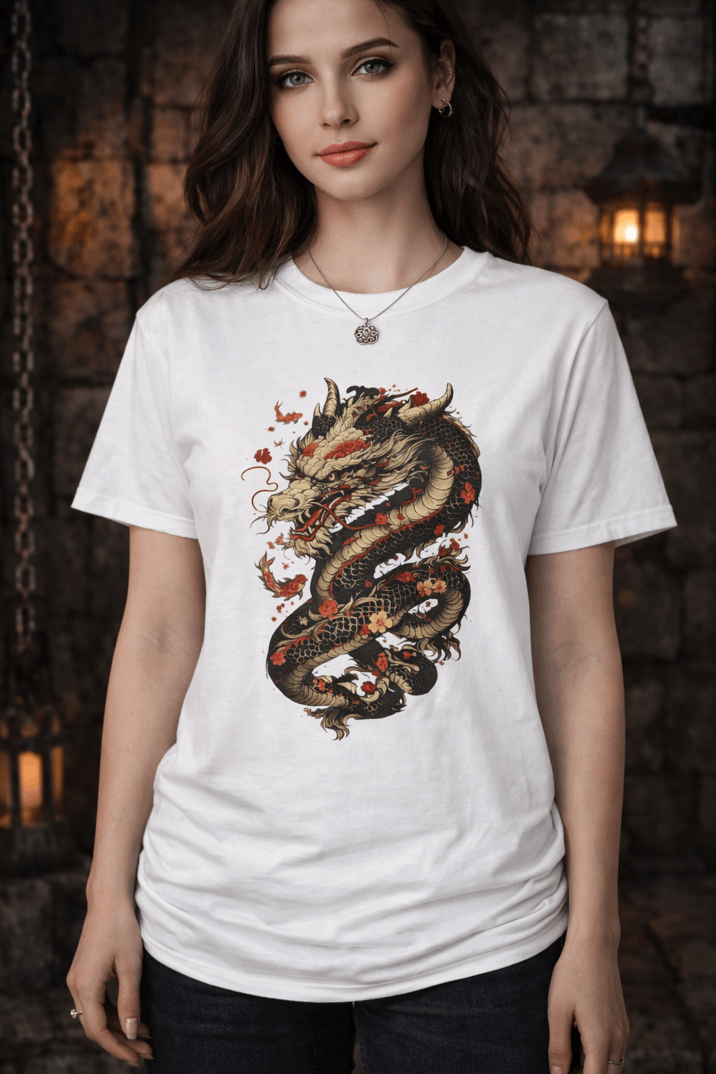 Camiseta Dragón Japonés Oscuro – Arte Oriental Místico