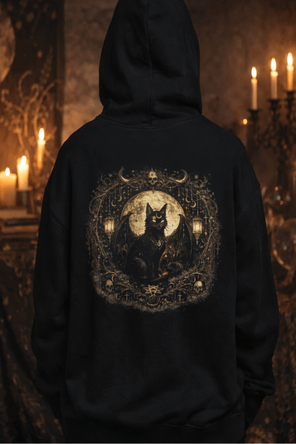 Sudadera Mística Gato Negro | Mystic Hoodie Gothic
