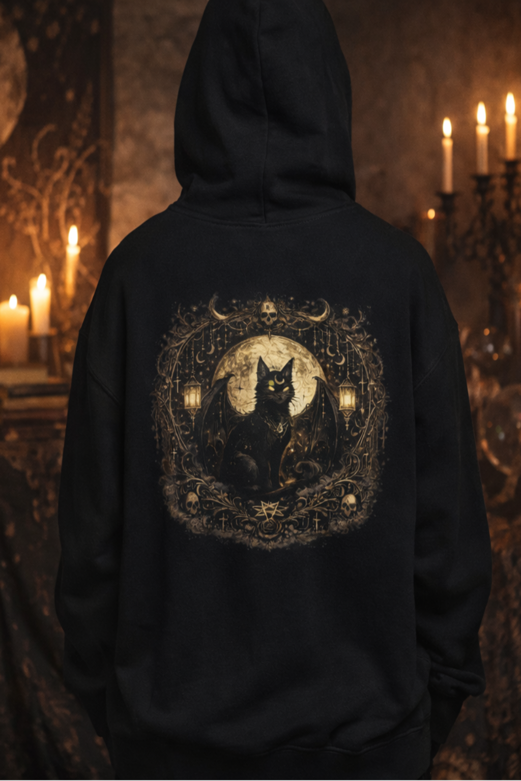 Sudadera Mística Gato Negro | Mystic Hoodie Gothic