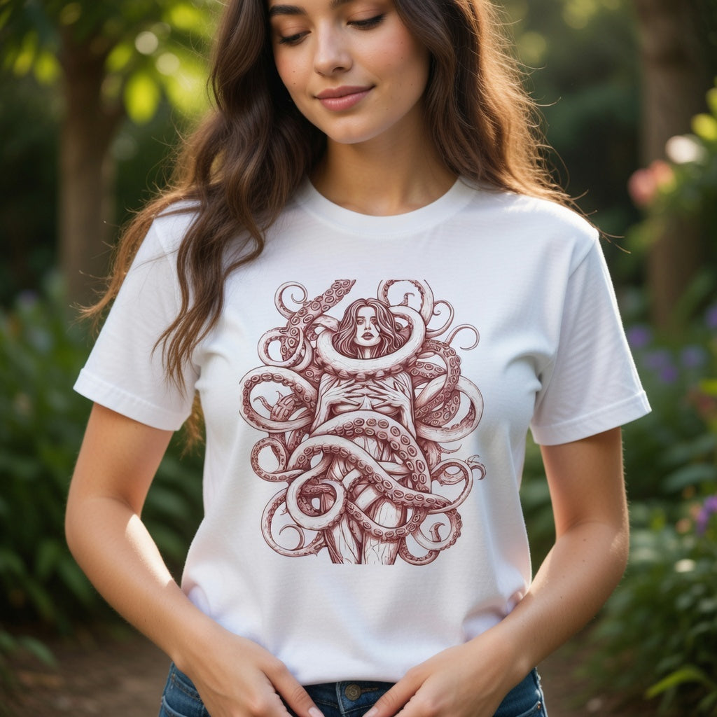 Camiseta Mujer Gótica con Tentáculos – Ilustración Lovecraft
