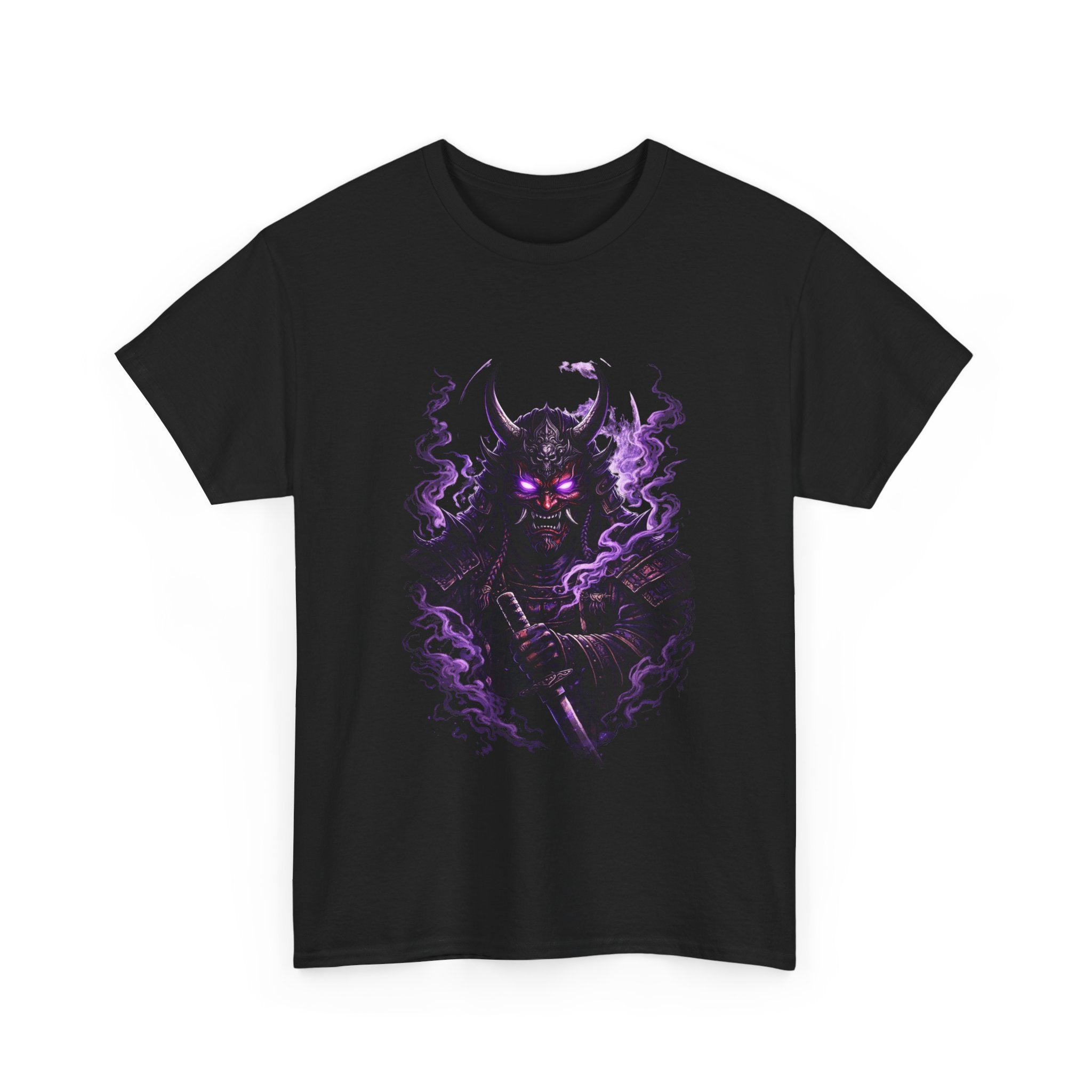 Camiseta Samurai Oni Demoníaco — Guerrero Demonio con Máscara y Luna Violeta