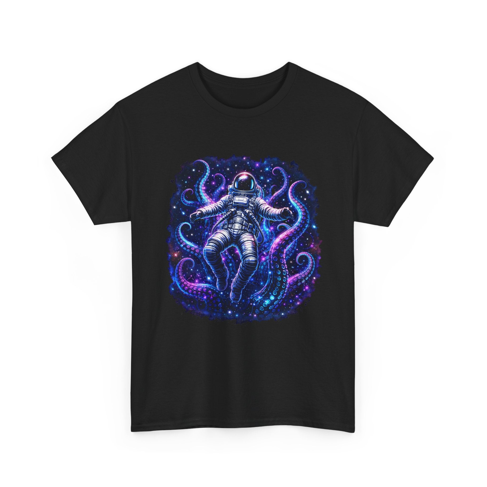 Astronaut & Purple Octopus Cosmic Tee — Surreal Space-Marine Graphic T-Shirt