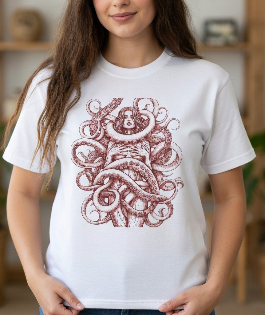 Camiseta Mujer Gótica con Tentáculos – Ilustración Lovecraft