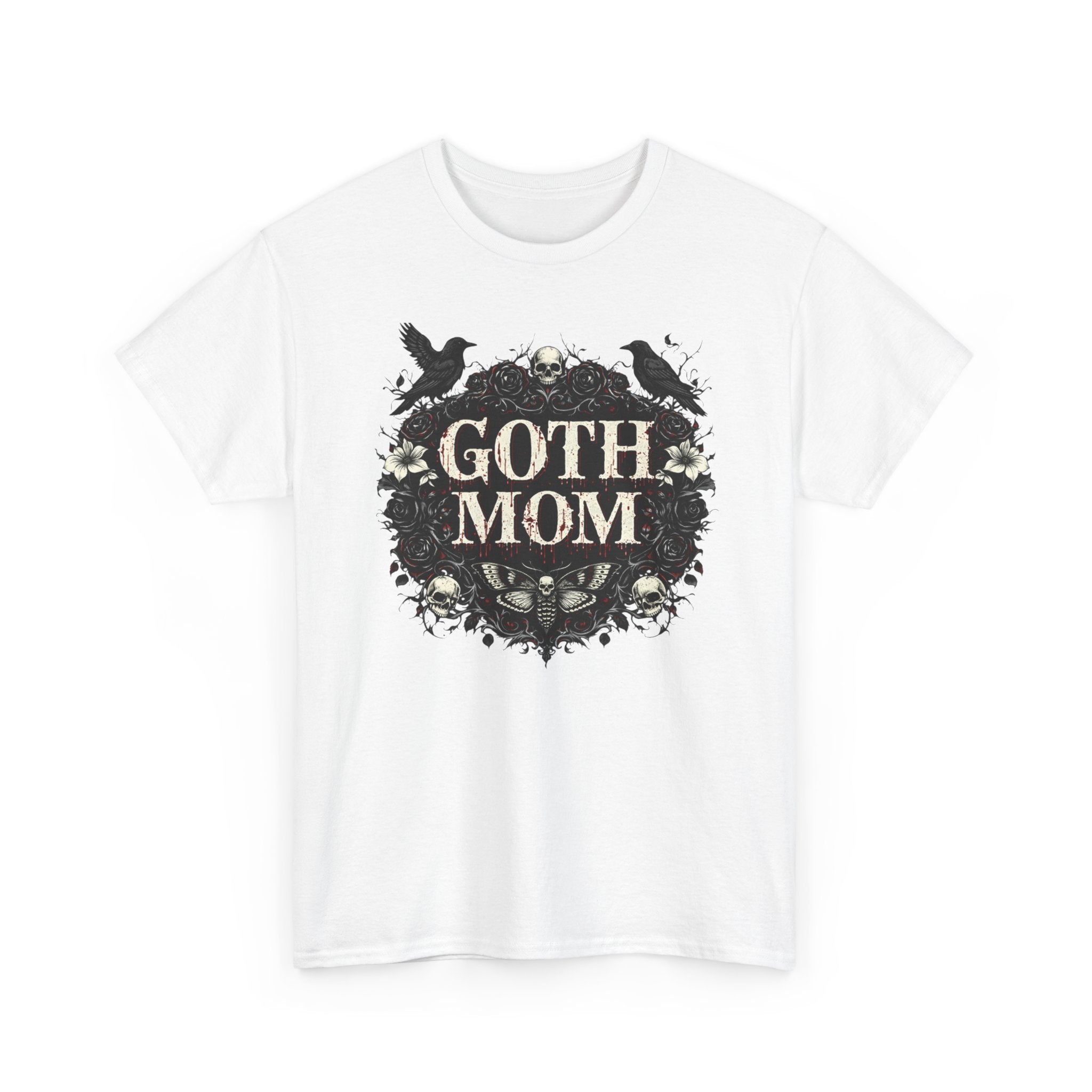 Goth Mom Gothic T-Shirt — Calaveras, Cuervos y Rosas (Vintage Dark Floral)