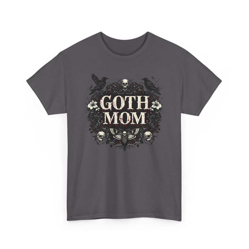 Goth Mom Gothic T-Shirt — Totenköpfe, Raben und Rosen (Vintage Dark Floral)