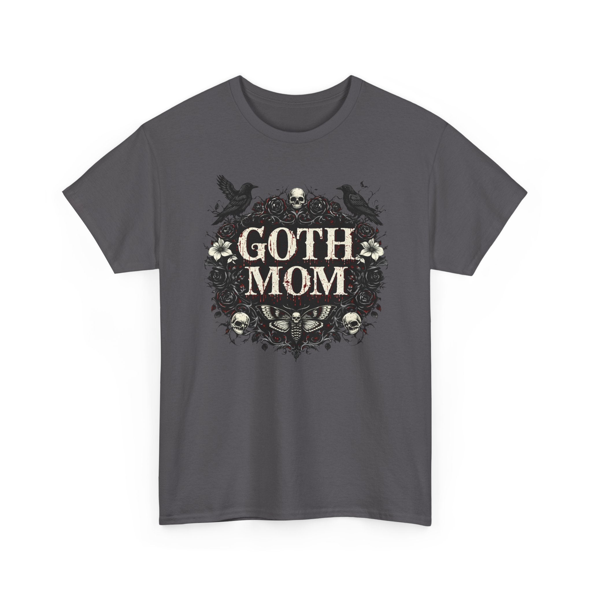 Goth Mom Gothic T-Shirt — Calaveras, Cuervos y Rosas (Vintage Dark Floral)