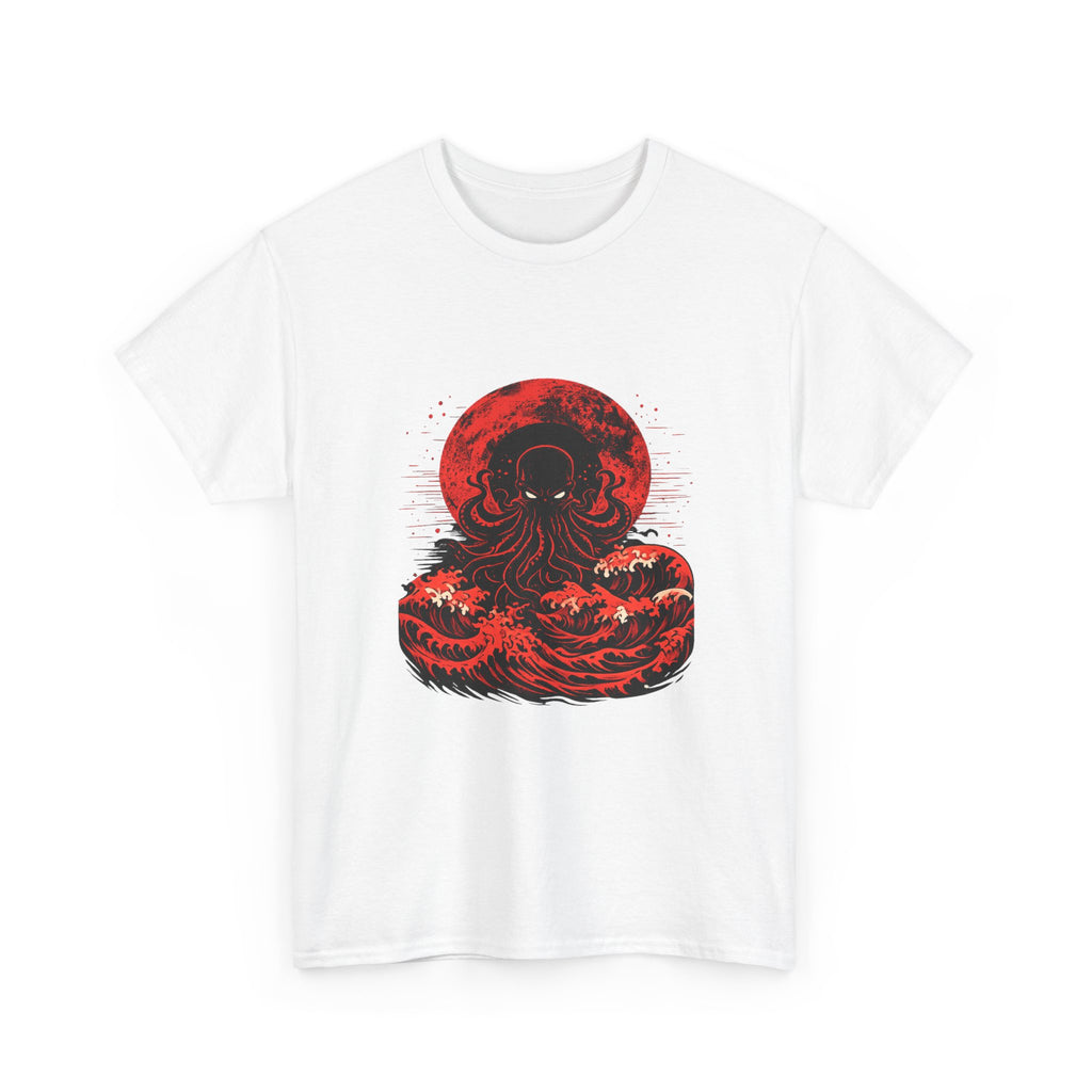 Lovecraftian Tentacle Tee — Red Moon Cosmic Horror Shirt