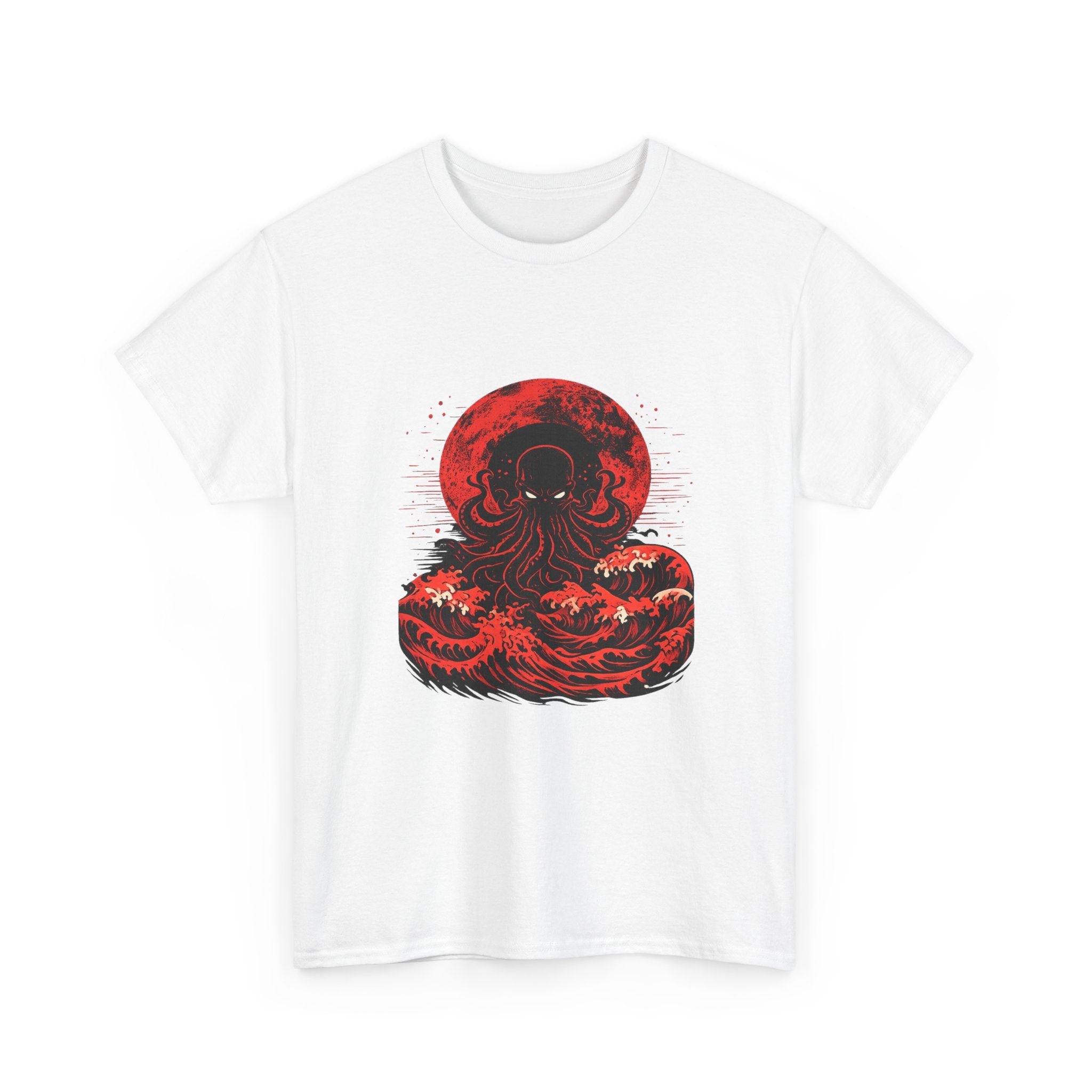 Lovecraftian Tentacle Tee — Red Moon Cosmic Horror Shirt