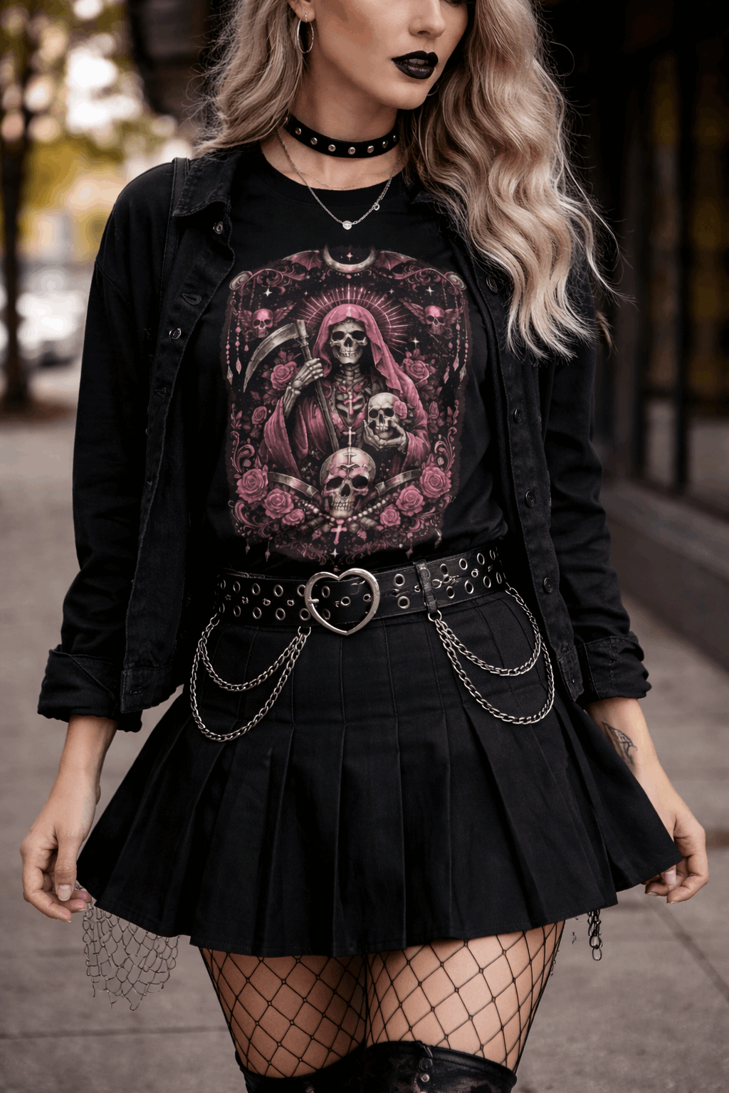 Camiseta Santa Muerte Gothic Pink Unisex Tee