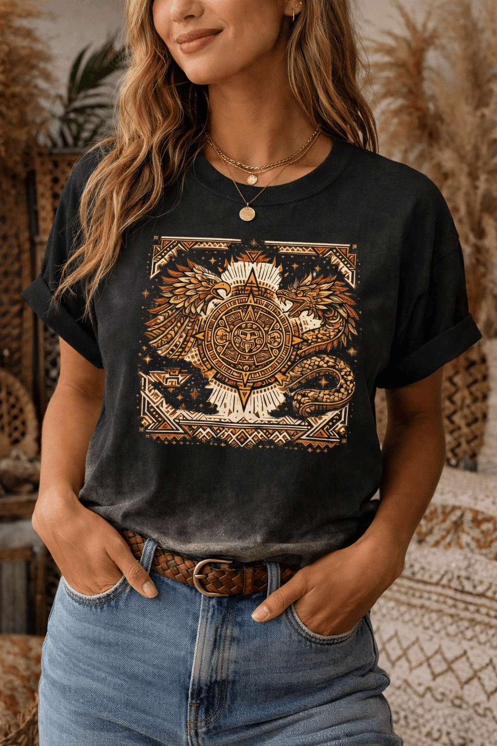 Camiseta Azteca Mística | Mystic Aztec Sun Tee