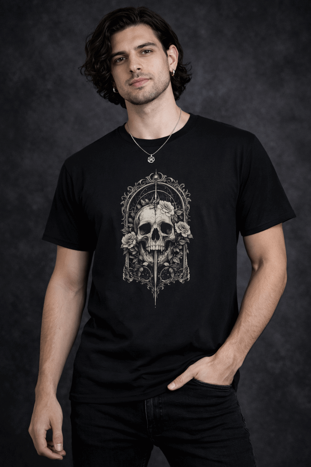 Camiseta Skull Floral Mística Gothic MysticBohoCo
