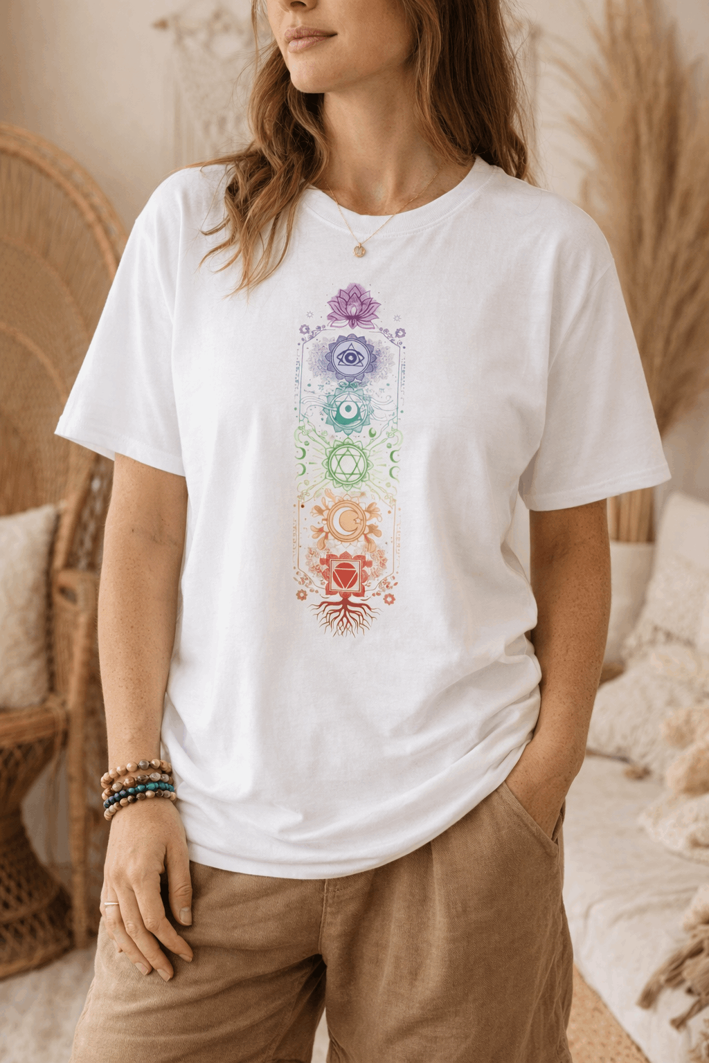 Camiseta Chakras Místicos | Chakra Energy Boho T-Shirt