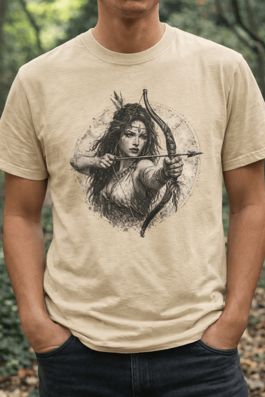 Artemis Goddess Archer Vintage Tee — Griega Diosa Arquera