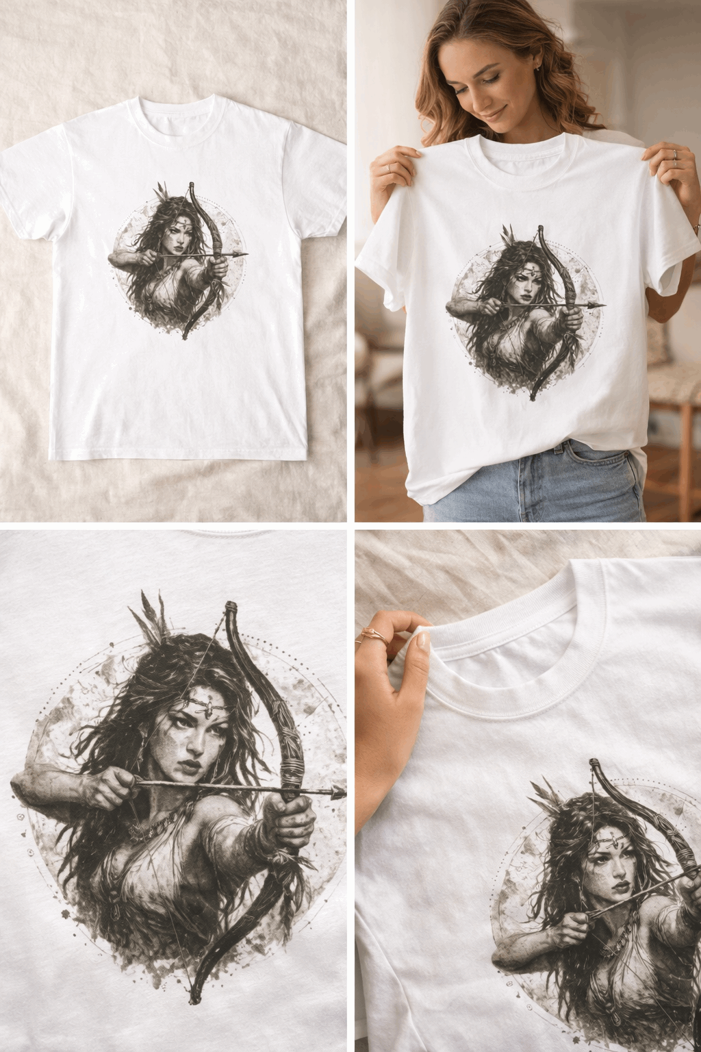Artemis Goddess Archer Vintage Tee — Griega Diosa Arquera