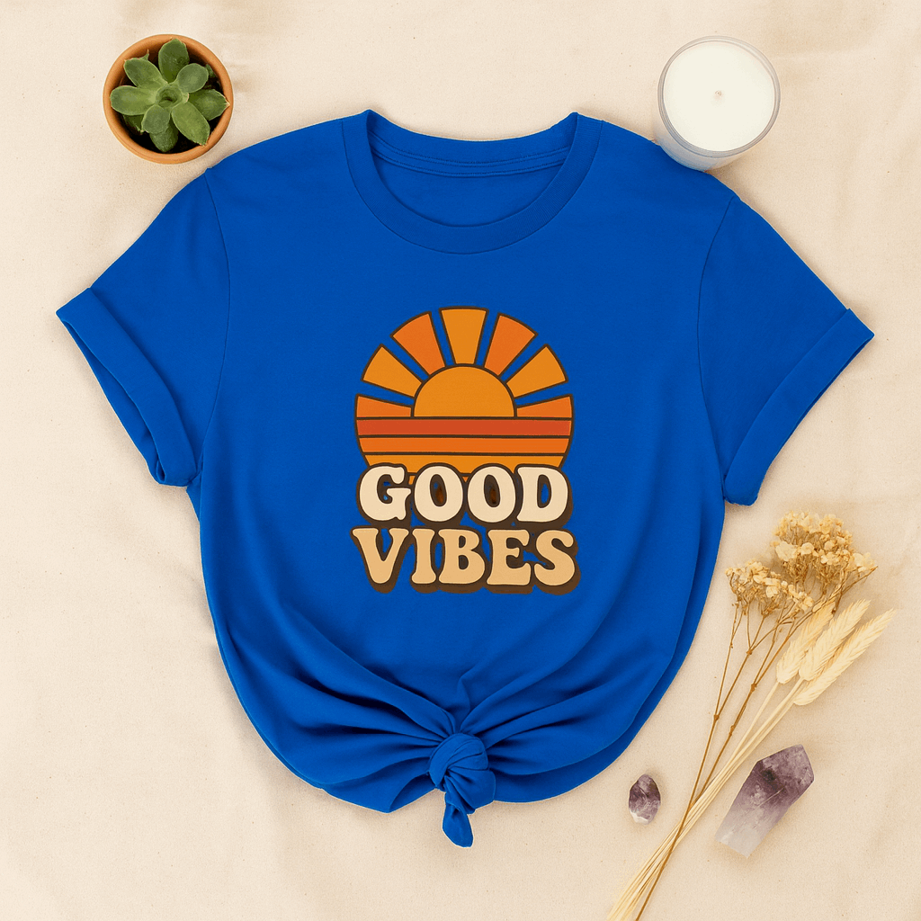 Camiseta Retro Good Vibes | Vintage Sunset Tee