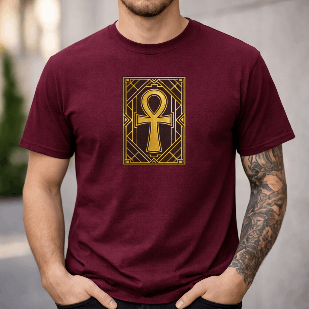 Camiseta Ankh Dorado — Diseño Art Déco Egipcio