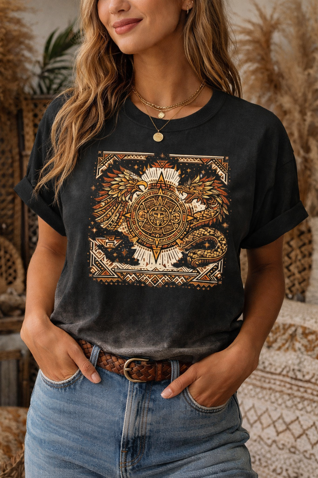Camiseta Azteca Mística | Mystic Aztec Sun Tee