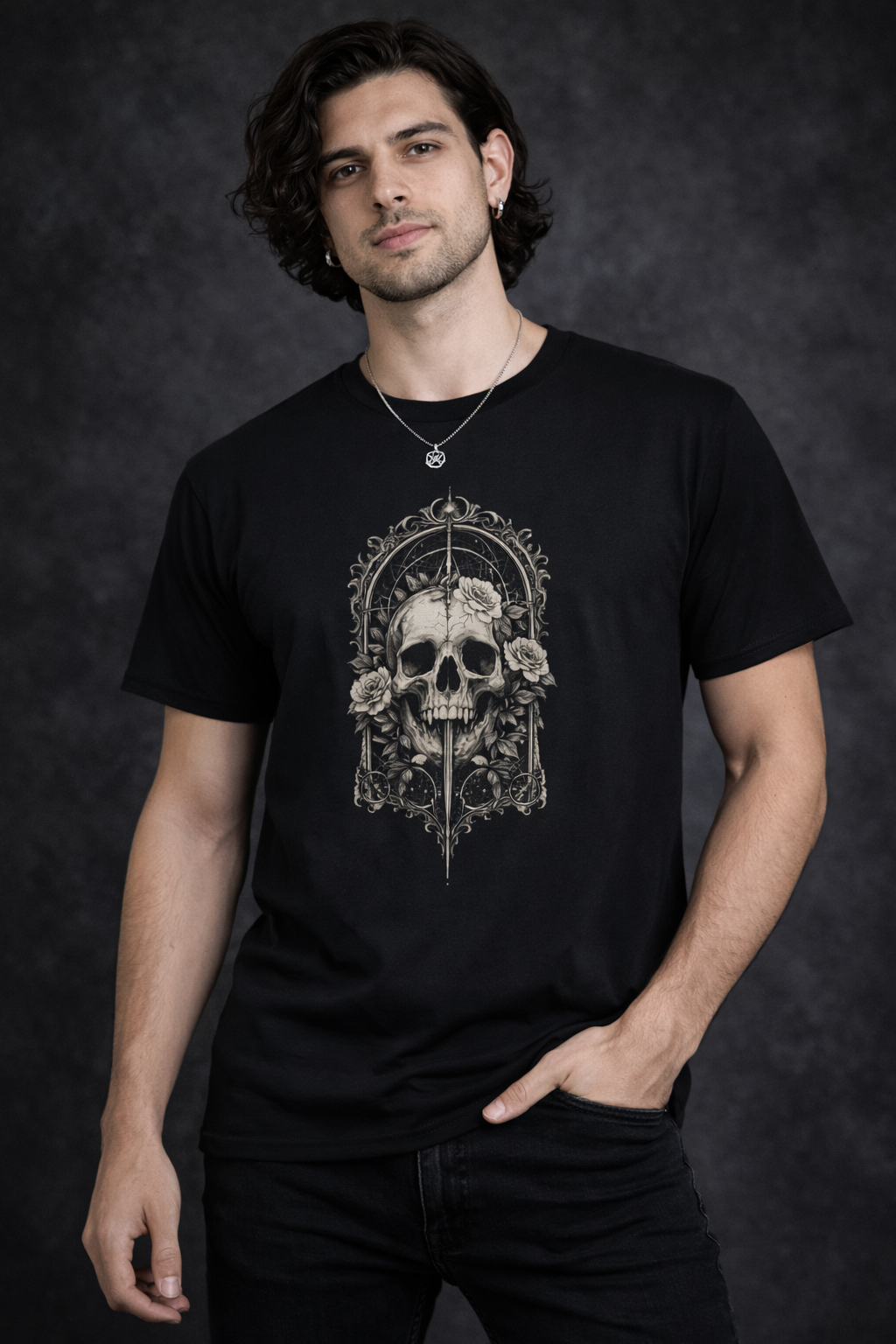 Camiseta Skull Floral Mística Gothic MysticBohoCo