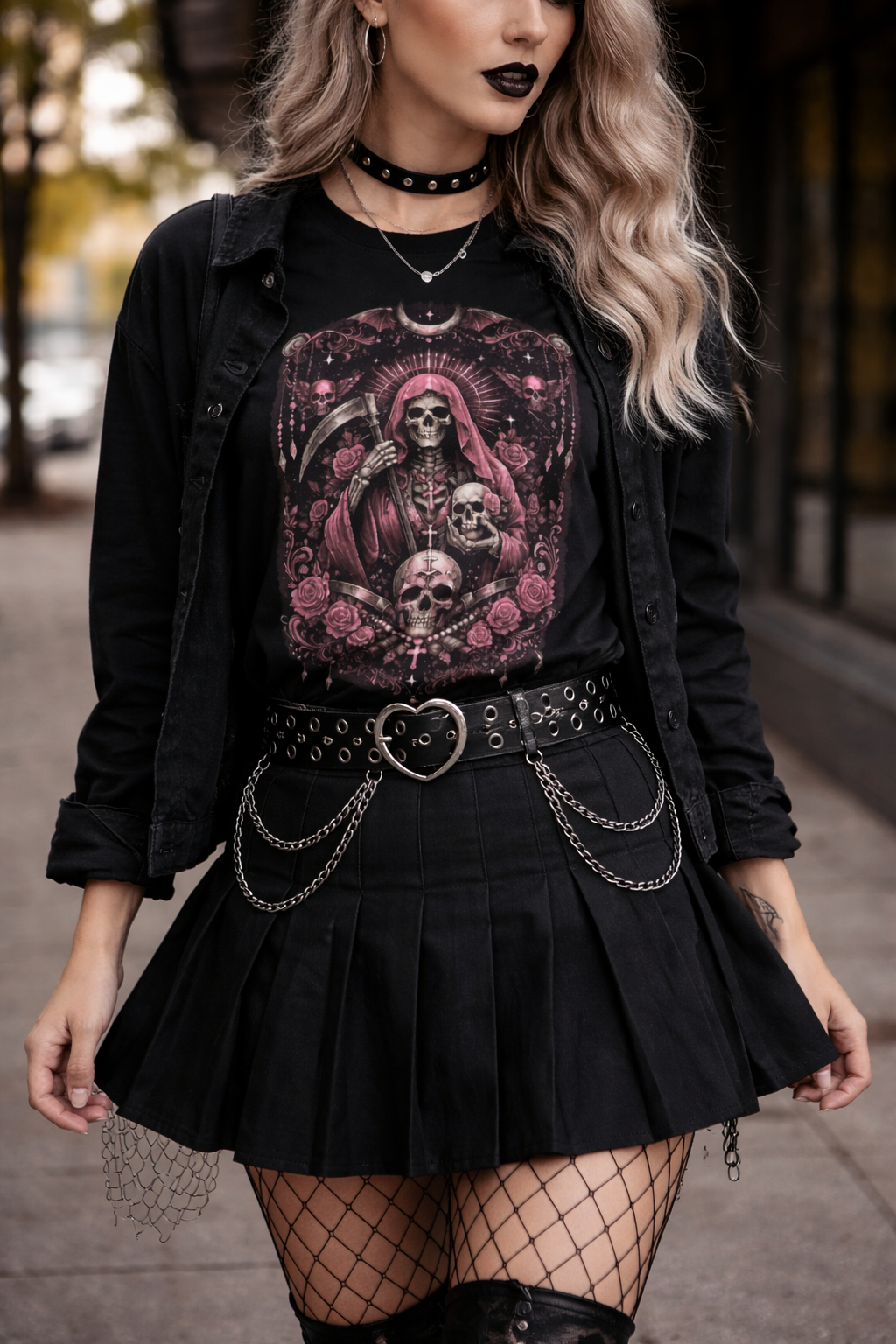 Camiseta Santa Muerte Gothic Pink Unisex Tee