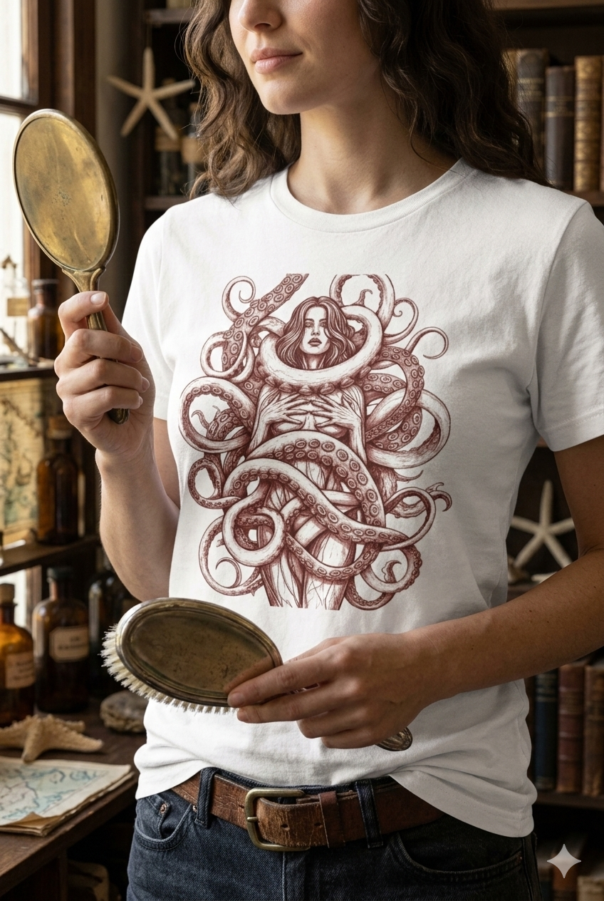 Camiseta Mujer Gótica con Tentáculos – Ilustración Lovecraft