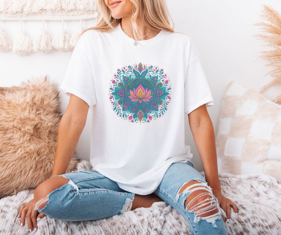 Camiseta Loto Mandala Boho | Mystic Lotus Mandala Tee